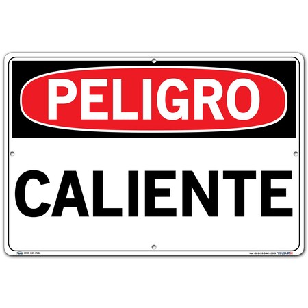 Vestil Aluminum Composite Sign, 12-1/2" Height, 18-1/2" Width, Aluminum Composite, Rectangle, Spanish SI-D-33-D-AC-130-S